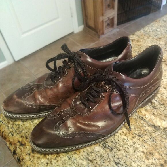 Galizio Torresi Sport Italian Mens 44 / US 10 Leather Brown Dress Shoes Wingtip - Picture 1 of 12